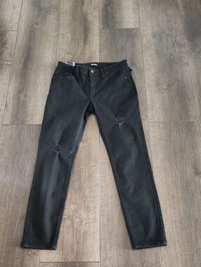 BUFFALO DAVID BITTON JESS Rip & Repair Mid-Rise Skinny Black Distressed Jeans